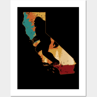 Bigfoot Retro Vintage Sasquatch California Posters and Art